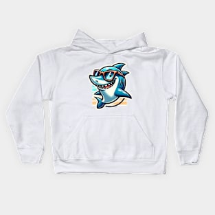 Sun-Soaked Surfer Shark Kids Hoodie